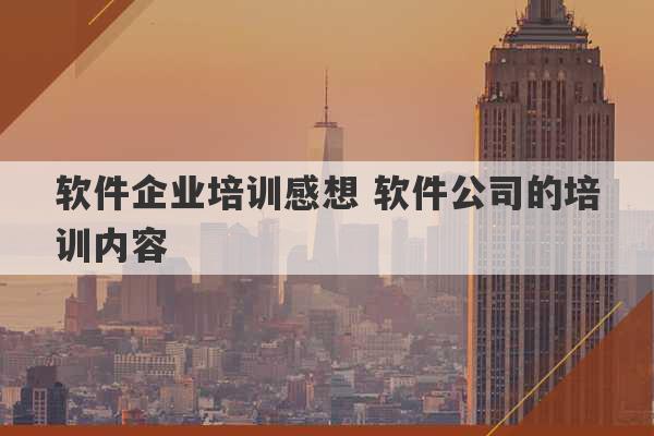 软件企业培训感想 软件公司的培训内容