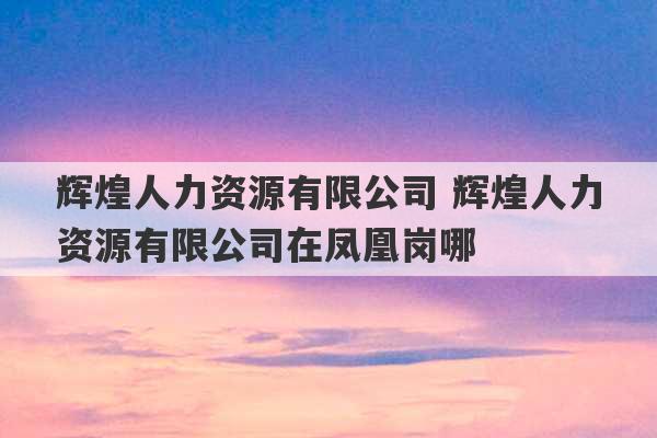 辉煌人力资源有限公司 辉煌人力资源有限公司在凤凰岗哪