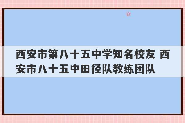 西安市第八十五中学知名校友 西安市八十五中田径队教练团队