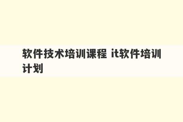 软件技术培训课程 it软件培训计划