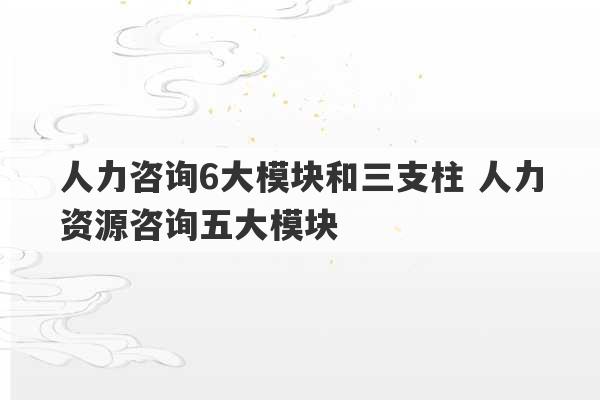 人力咨询6大模块和三支柱 人力资源咨询五大模块