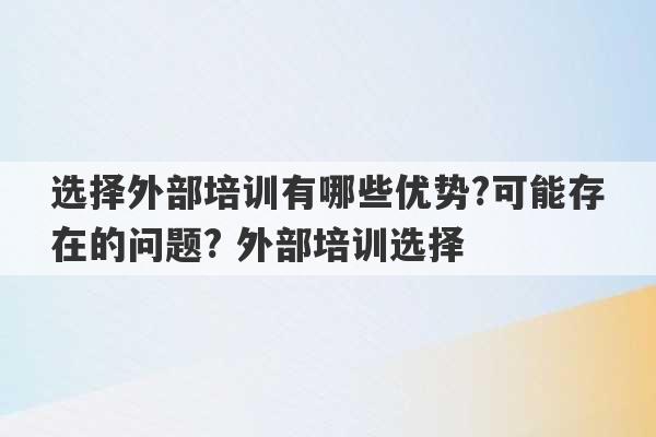 选择外部培训有哪些优势?可能存在的问题? 外部培训选择