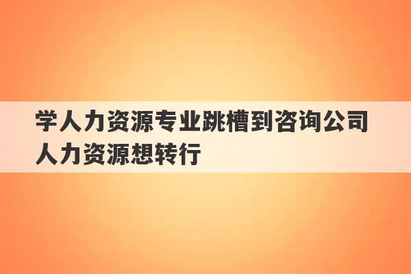 学人力资源专业跳槽到咨询公司 人力资源想转行