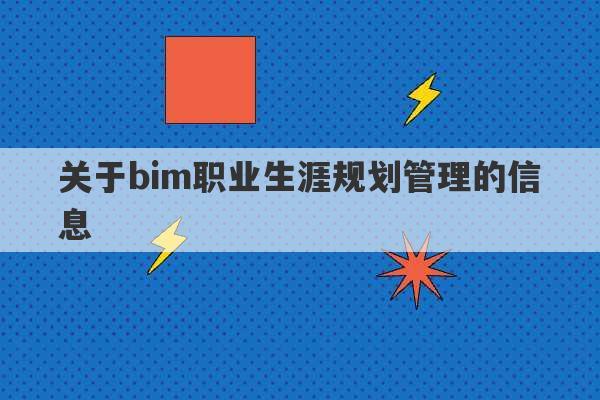 关于bim职业生涯规划管理的信息