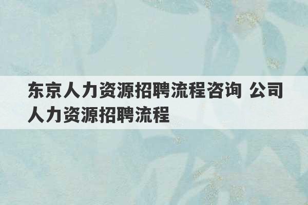 东京人力资源招聘流程咨询 公司人力资源招聘流程