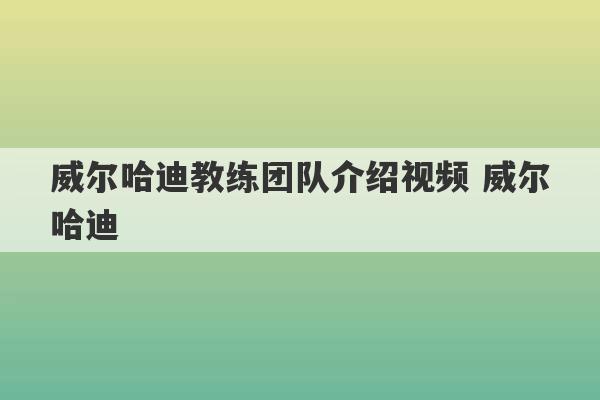 威尔哈迪教练团队介绍视频 威尔哈迪