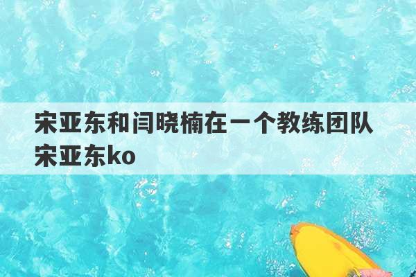 宋亚东和闫晓楠在一个教练团队 宋亚东ko