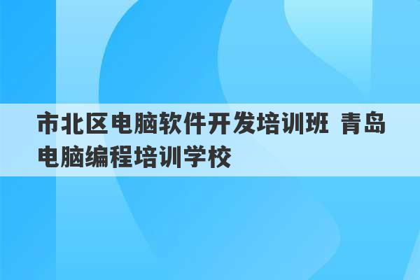 市北区电脑软件开发培训班 青岛电脑编程培训学校