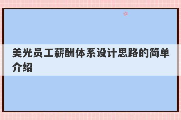 美光员工薪酬体系设计思路的简单介绍