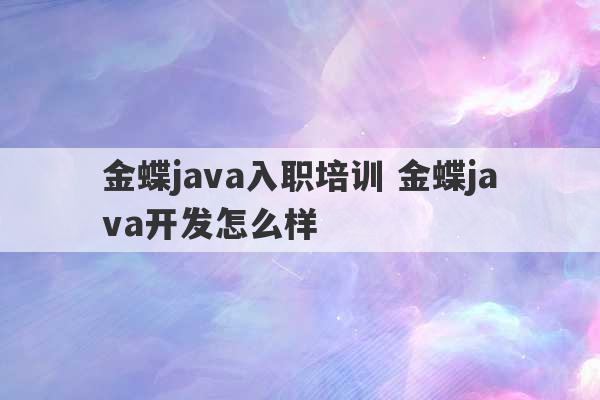 金蝶java入职培训 金蝶java开发怎么样