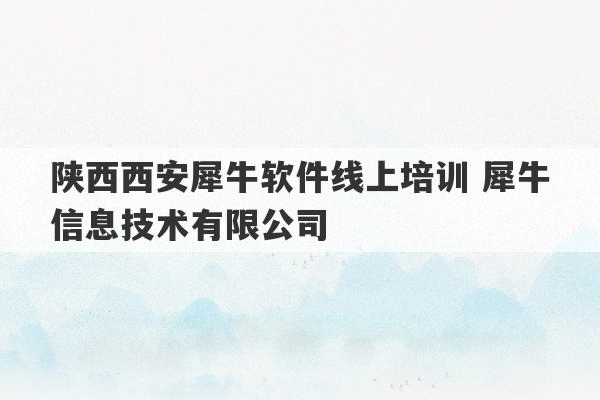 陕西西安犀牛软件线上培训 犀牛信息技术有限公司