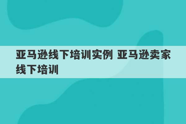 亚马逊线下培训实例 亚马逊卖家线下培训