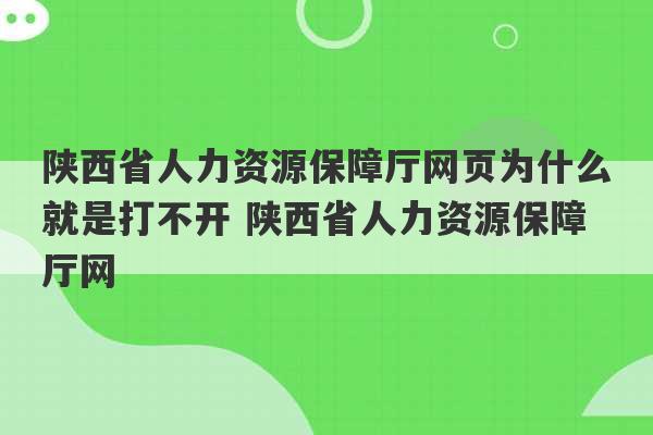 陕西省人力资源保障厅网页为什么就是打不开 陕西省人力资源保障厅网