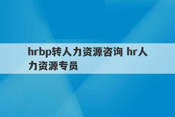 hrbp转人力资源咨询 hr人力资源专员