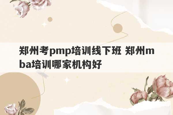 郑州考pmp培训线下班 郑州mba培训哪家机构好