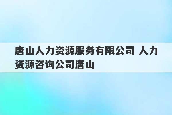 唐山人力资源服务有限公司 人力资源咨询公司唐山