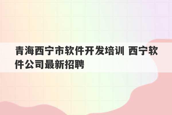 青海西宁市软件开发培训 西宁软件公司最新招聘