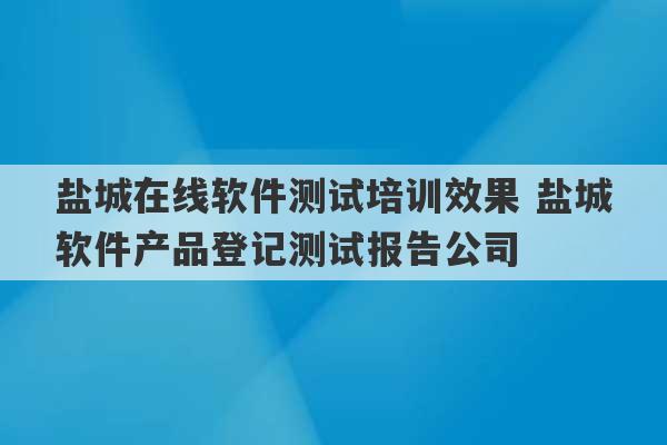 盐城在线软件测试培训效果 盐城软件产品登记测试报告公司