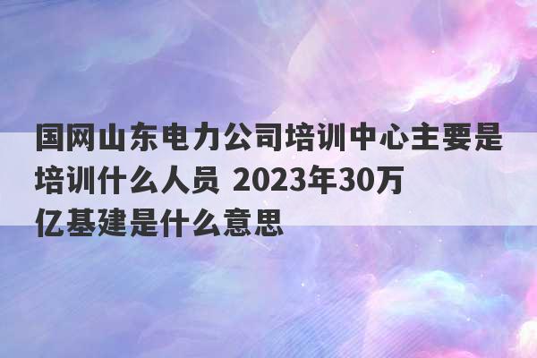 国网山东电力公司培训中心主要是培训什么人员 2023年30万亿基建是什么意思