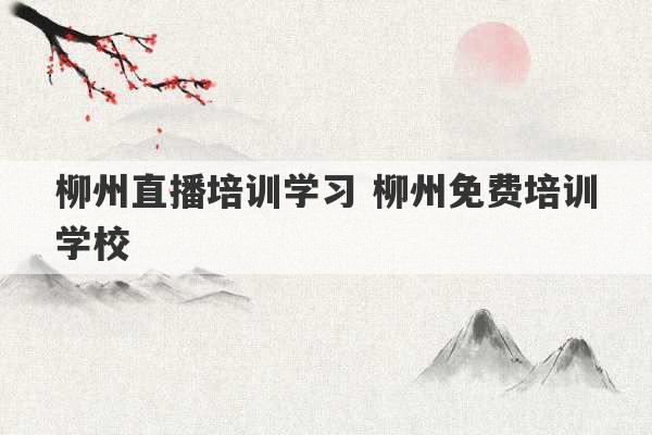 柳州直播培训学习 柳州免费培训学校