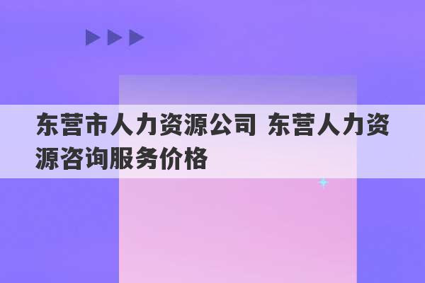 东营市人力资源公司 东营人力资源咨询服务价格