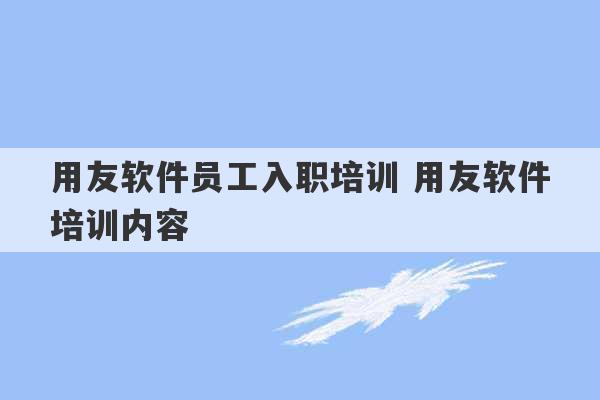 用友软件员工入职培训 用友软件培训内容