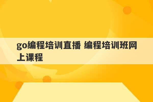 go编程培训直播 编程培训班网上课程