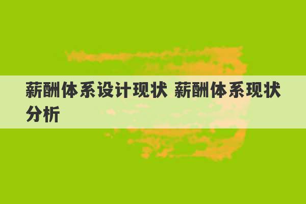 薪酬体系设计现状 薪酬体系现状分析