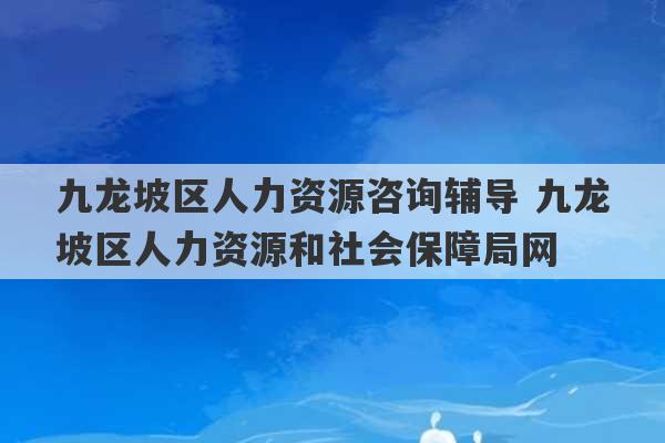 九龙坡区人力资源咨询辅导 九龙坡区人力资源和社会保障局网