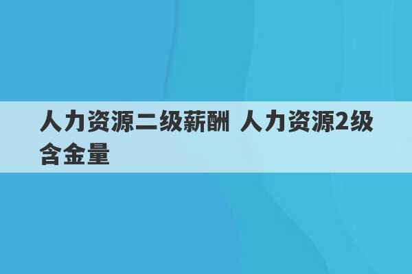 人力资源二级薪酬 人力资源2级含金量