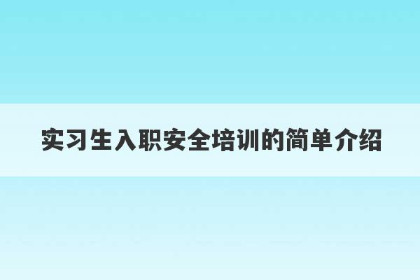 实习生入职安全培训的简单介绍