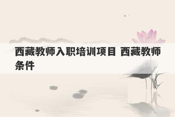 西藏教师入职培训项目 西藏教师条件