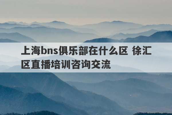 上海bns俱乐部在什么区 徐汇区直播培训咨询交流