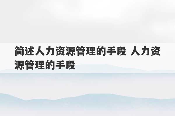 简述人力资源管理的手段 人力资源管理的手段