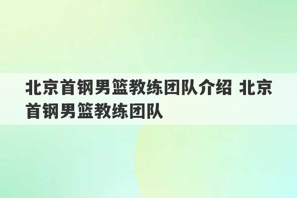 北京首钢男篮教练团队介绍 北京首钢男篮教练团队