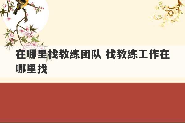 在哪里找教练团队 找教练工作在哪里找