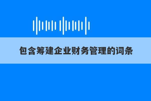 包含筹建企业财务管理的词条