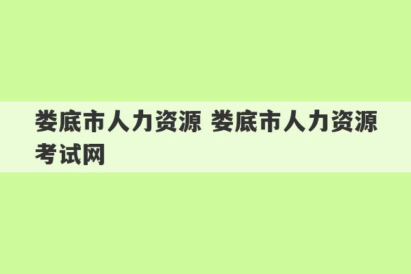 娄底市人力资源 娄底市人力资源考试网