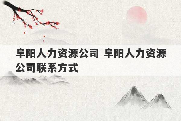 阜阳人力资源公司 阜阳人力资源公司联系方式