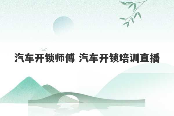 汽车开锁师傅 汽车开锁培训直播