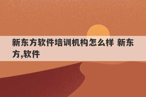 新东方软件培训机构怎么样 新东方,软件