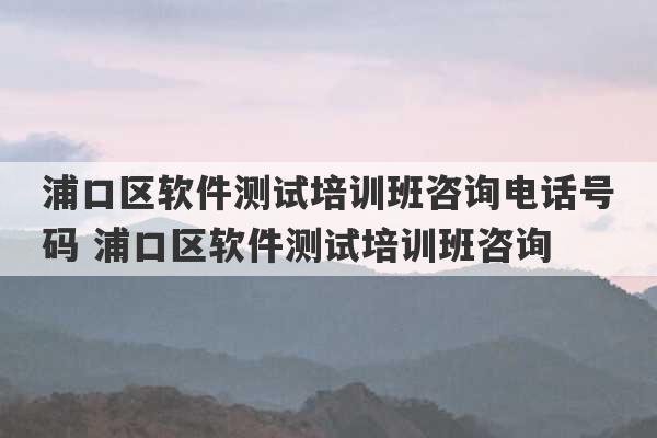 浦口区软件测试培训班咨询电话号码 浦口区软件测试培训班咨询