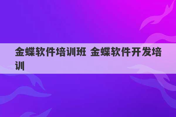 金蝶软件培训班 金蝶软件开发培训