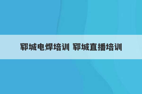 郓城电焊培训 郓城直播培训