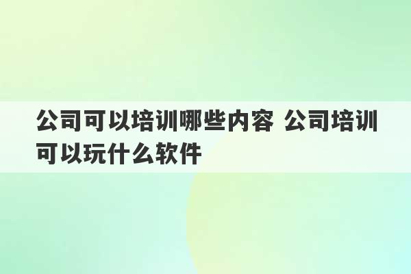 公司可以培训哪些内容 公司培训可以玩什么软件