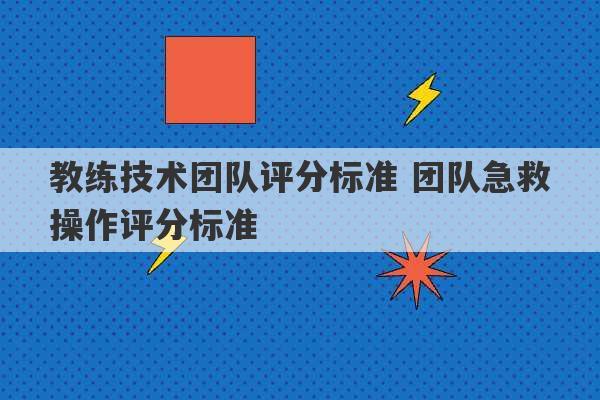 教练技术团队评分标准 团队急救操作评分标准