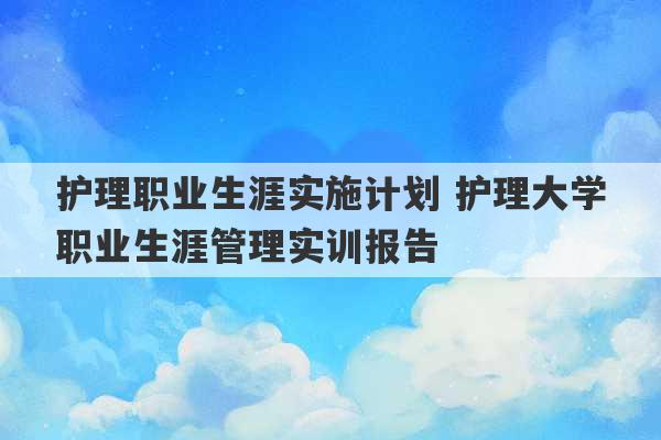 护理职业生涯实施计划 护理大学职业生涯管理实训报告