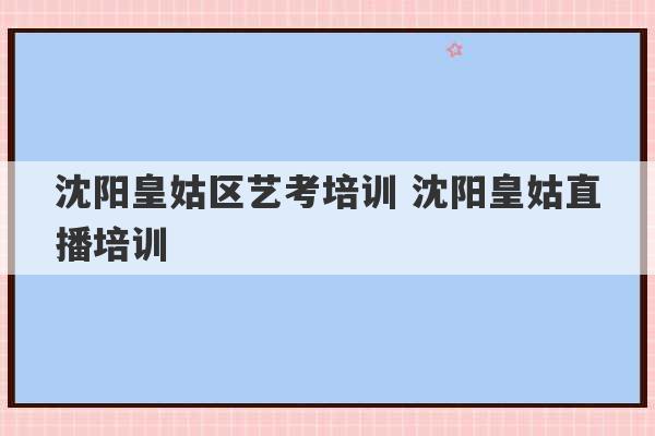 沈阳皇姑区艺考培训 沈阳皇姑直播培训