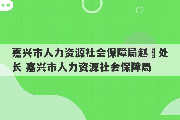 嘉兴市人力资源社会保障局赵旻处长 嘉兴市人力资源社会保障局