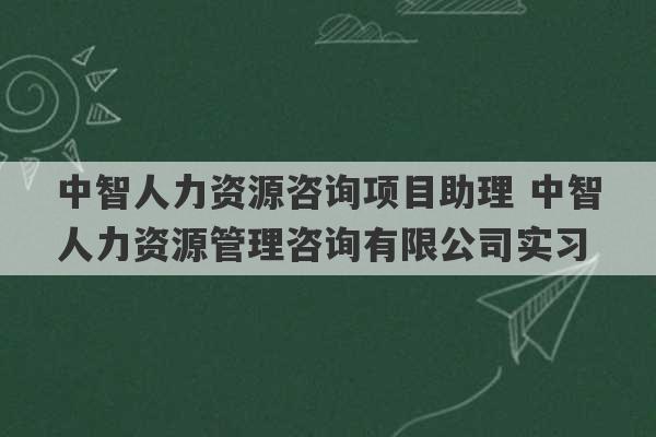 中智人力资源咨询项目助理 中智人力资源管理咨询有限公司实习